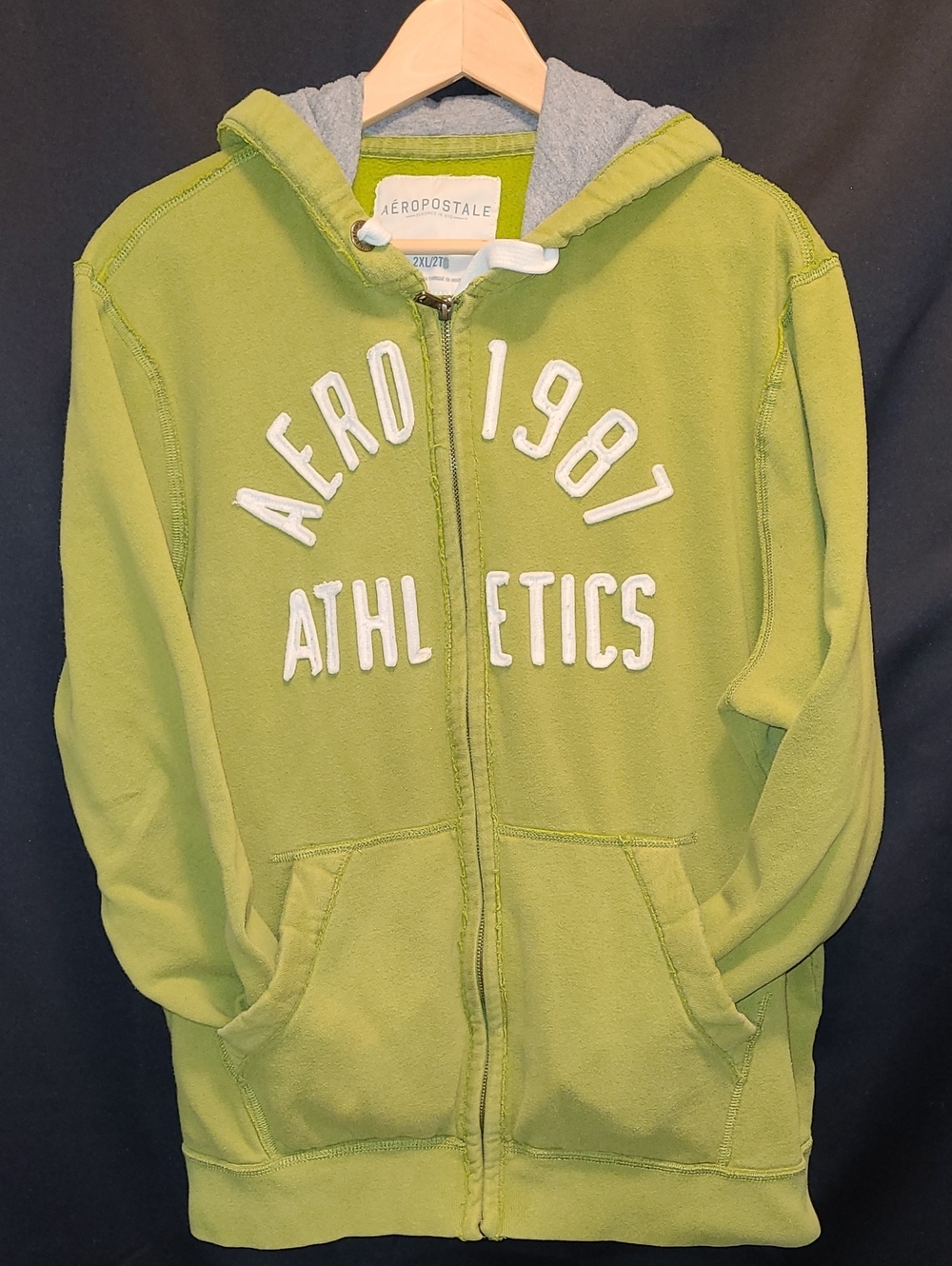 Aeropostale  Lime Green Zip-Up Hoodie Jacket Y2K